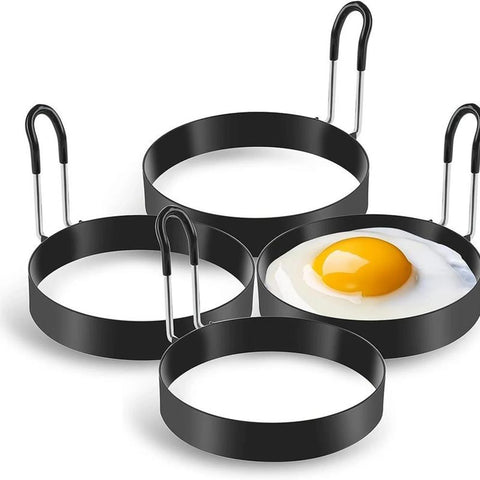 Stainless Steel Egg Ring, 2/4/5counts/set Round Egg Ring for Frying with Silicone Handle, Egg Ring for Griddle Breakfast Cooking