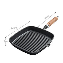 22cm 24cm Thickened Cast Iron Steak Frying Pan Non-coated Non-stick Household Stripes Frying Steak Special Pan