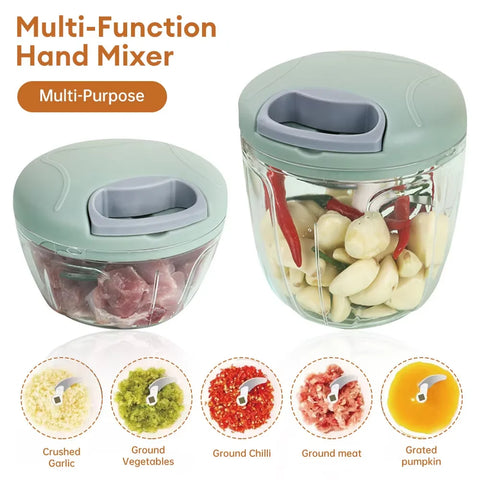 500/900ML Manual Meat Mincer Garlic Chopper Hand Pull Press Crusher Vegetable Grinder Chili Onion Cutter Kitchen Cooking Tools