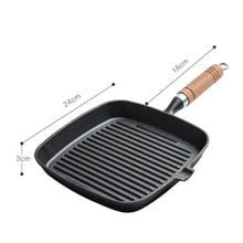 22cm 24cm Thickened Cast Iron Steak Frying Pan Non-coated Non-stick Household Stripes Frying Steak Special Pan
