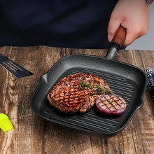 22cm 24cm Thickened Cast Iron Steak Frying Pan Non-coated Non-stick Household Stripes Frying Steak Special Pan