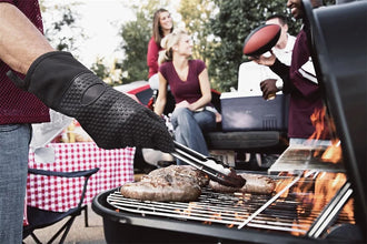 Long Thick Silicone Gloves Heat-resistant Non-slip Microwave Oven Mitts Kitchen BBQ Baking Cooking Canvas Stitching  Oven Gloves