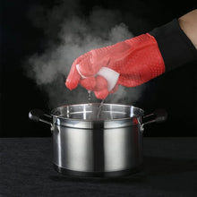 Long Thick Silicone Gloves Heat-resistant Non-slip Microwave Oven Mitts Kitchen BBQ Baking Cooking Canvas Stitching  Oven Gloves