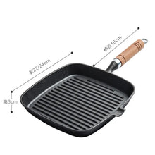 22cm 24cm Thickened Cast Iron Steak Frying Pan Non-coated Non-stick Household Stripes Frying Steak Special Pan