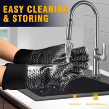 Long Thick Silicone Gloves Heat-resistant Non-slip Microwave Oven Mitts Kitchen BBQ Baking Cooking Canvas Stitching  Oven Gloves
