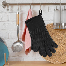 Long Thick Silicone Gloves Heat-resistant Non-slip Microwave Oven Mitts Kitchen BBQ Baking Cooking Canvas Stitching  Oven Gloves