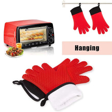 Long Thick Silicone Gloves Heat-resistant Non-slip Microwave Oven Mitts Kitchen BBQ Baking Cooking Canvas Stitching  Oven Gloves